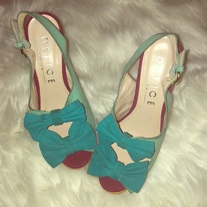 Multi color peep toe platform